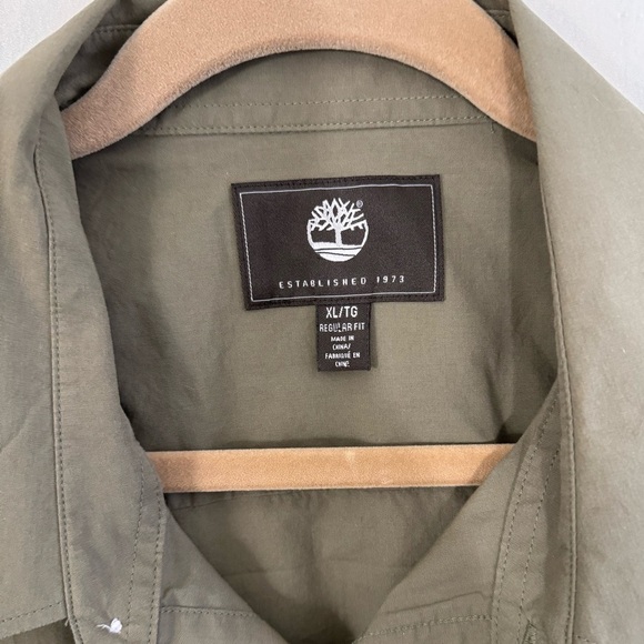 TIMBERLAND Men’s Cotton Pro Tech Button Down Shirt Army Green Size XL - Picture 3 of 5